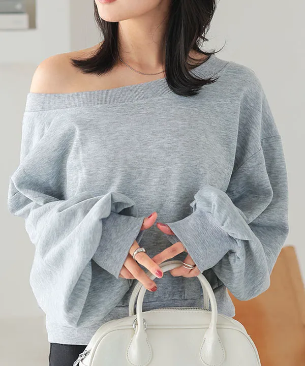 オフショルスウェットトップス [C7253] - レディースファッション通販