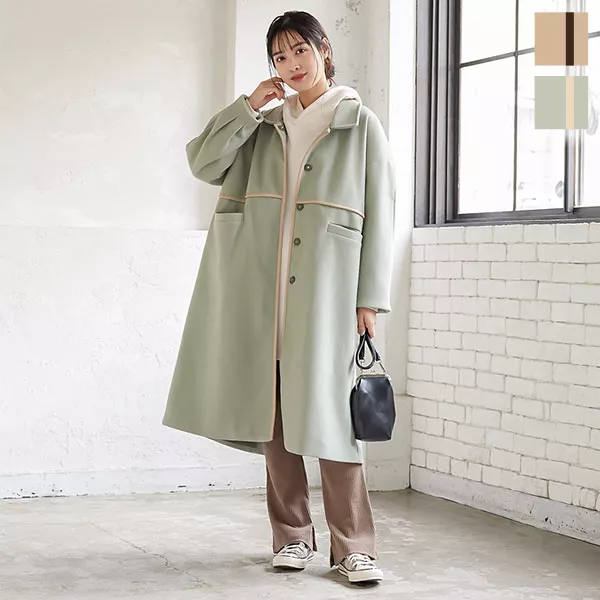 パイピング袖タックコート [K1006] - レディースファッション通販 神戸