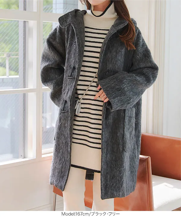 シャギーロングダッフルコート[K1346] - レディースファッション通販