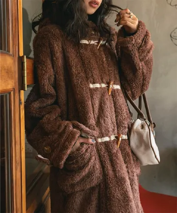 ファーフリースダッフルコート [K1384] - レディースファッション通販