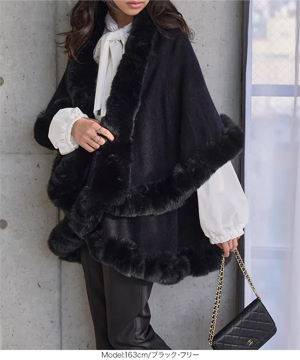 フェイクファーケープコート [K1434] - レディースファッション通販