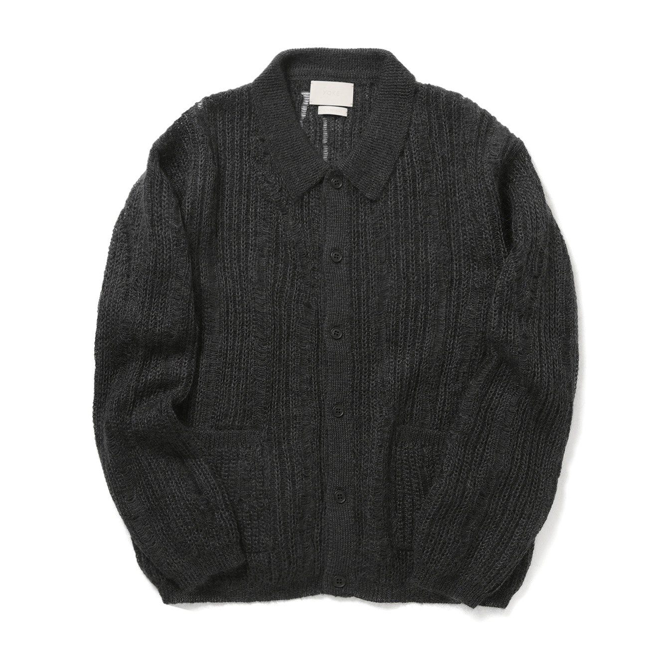 YOKE / ヨーク | SILK MOHAIR BUTTONED CARGIGAN - Carbon | 通販