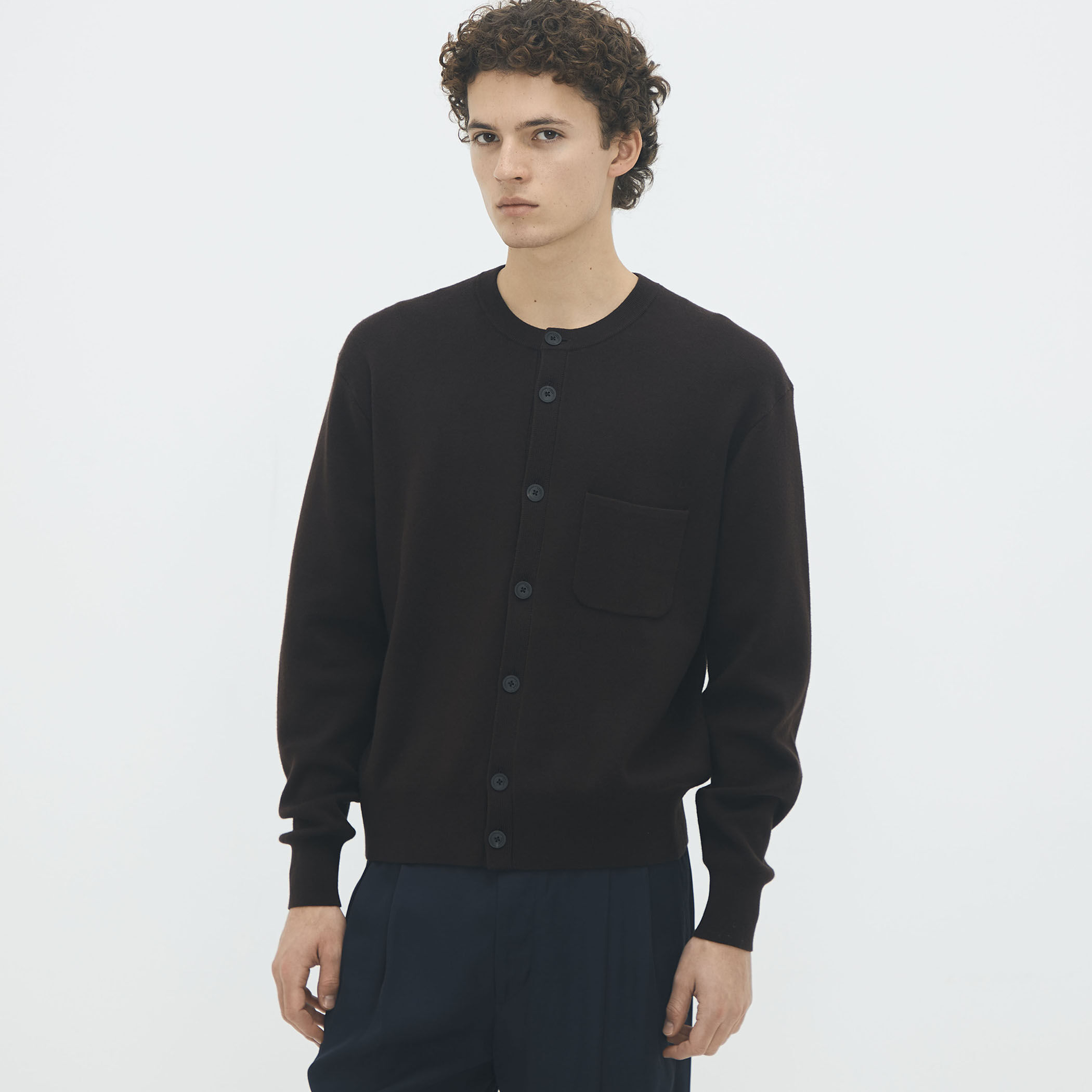 CABaN コットンカシミヤ ポケットクルーネックカーディガン