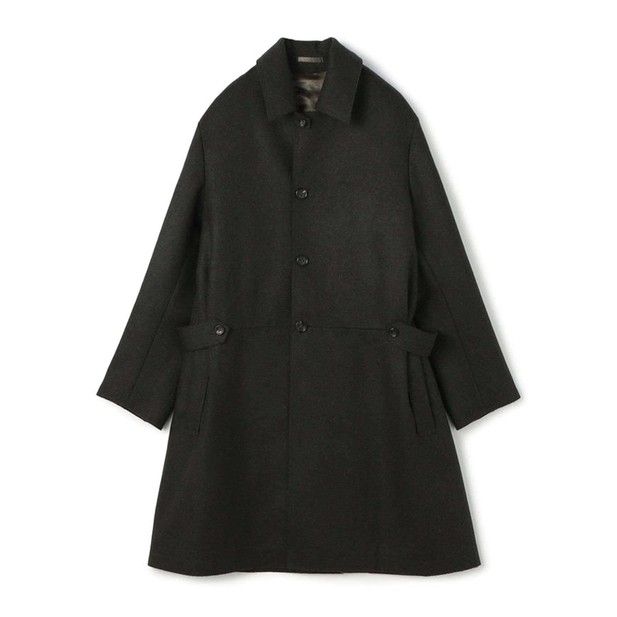 □ウールカシミヤ メルトン ベルテッド ステンカラーコート