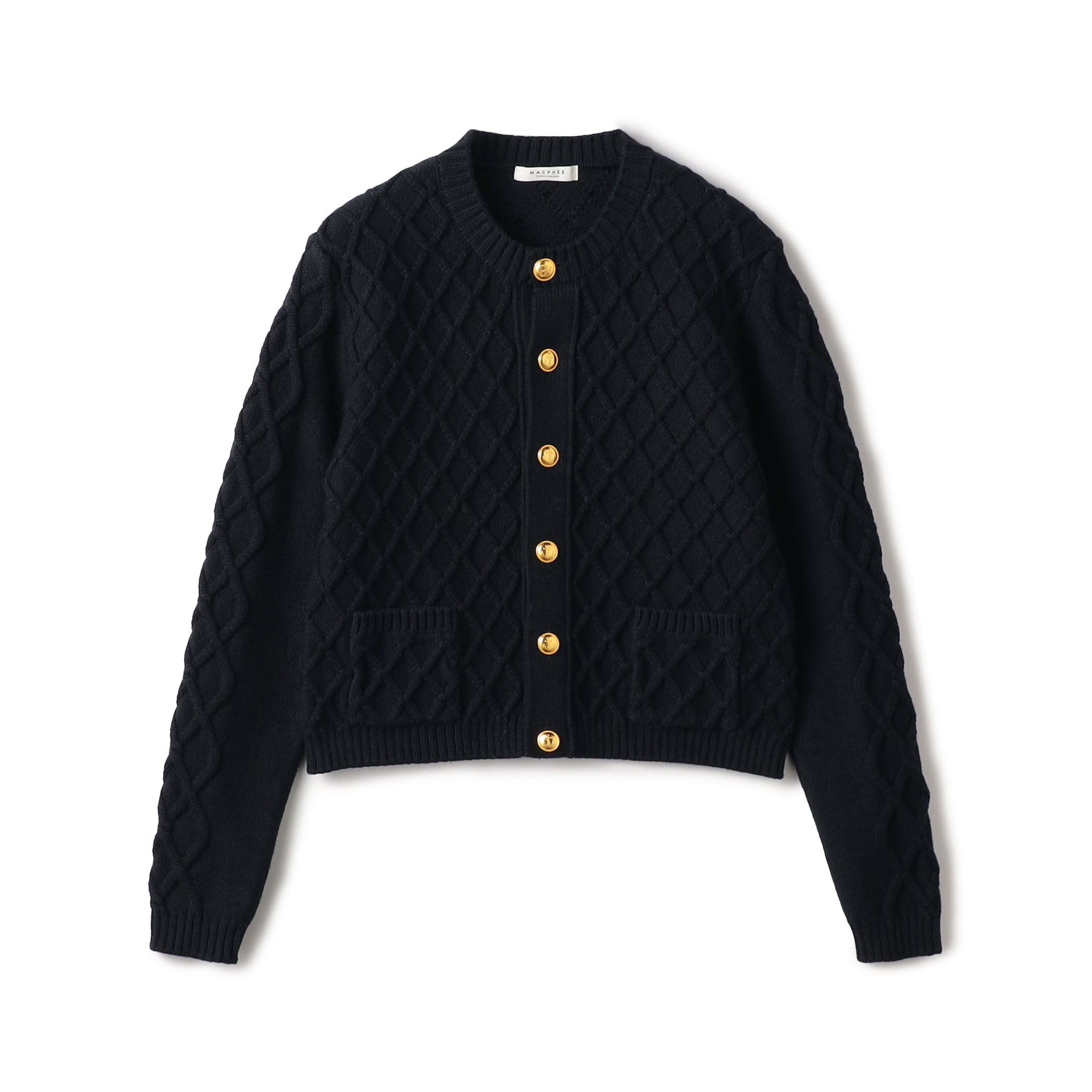 ハイブリットコットンケーブル クルーネックカーディガン