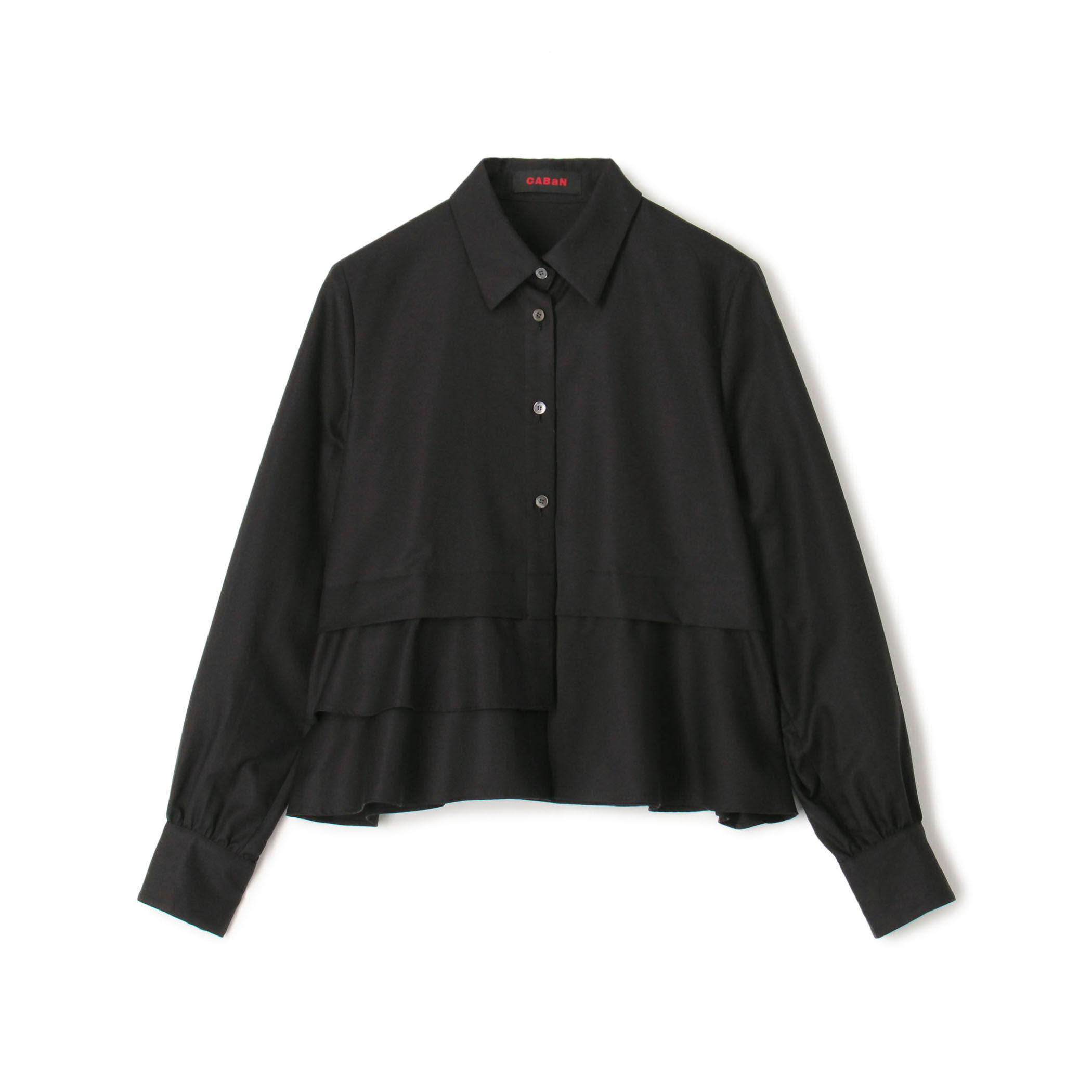 タイプライターダブルクロス アシンメトリックフリルロングスリーブ