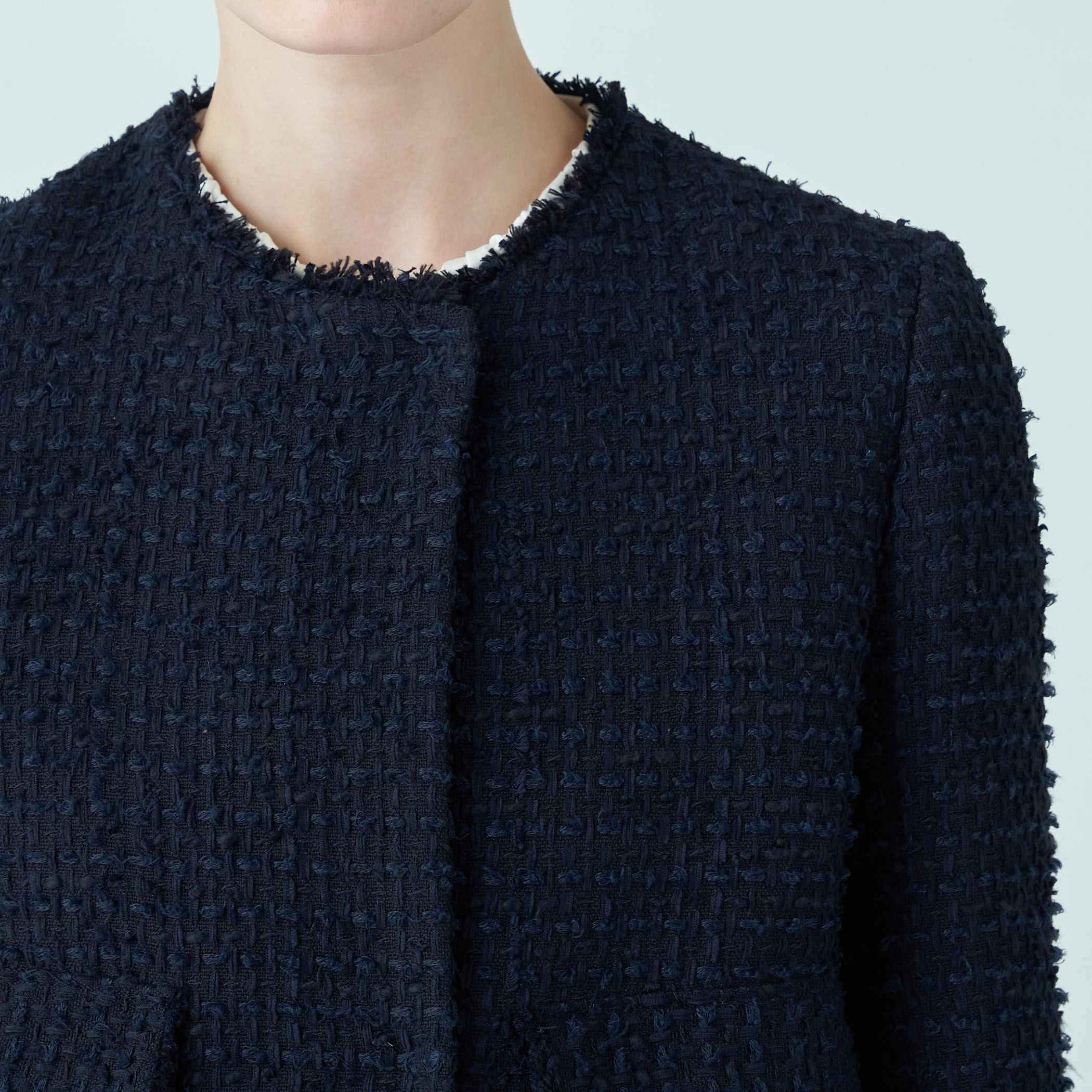 □ミックスヤーンツイード ノーカラージャケット｜トゥモローランド