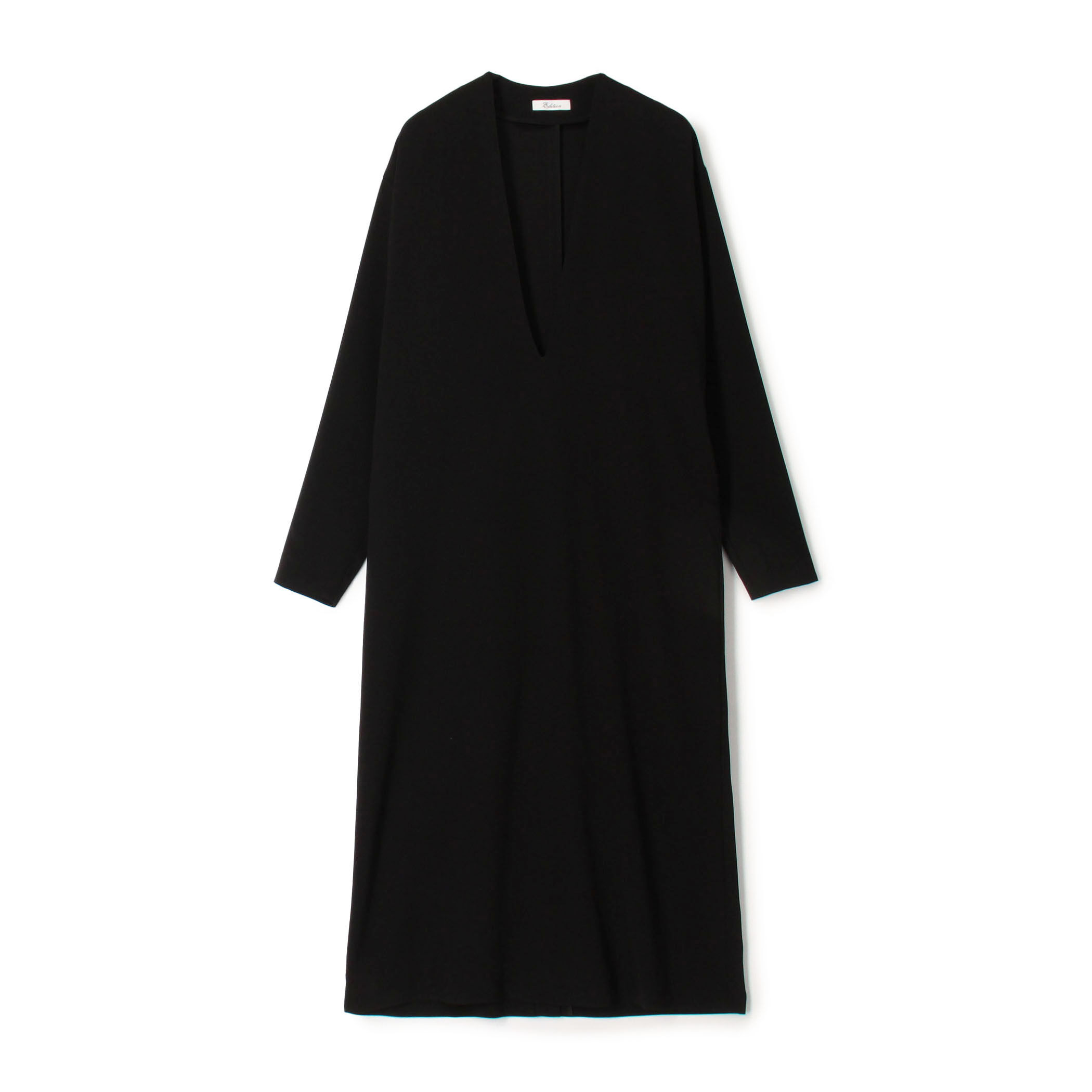 バックサテンジョーゼット Vネックロングワンピース｜トゥモローランド