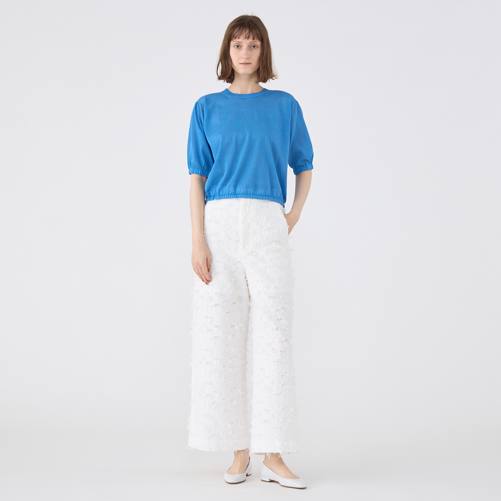 フラワーカットジャカード セミワイドパンツ｜トゥモローランド 公式通販