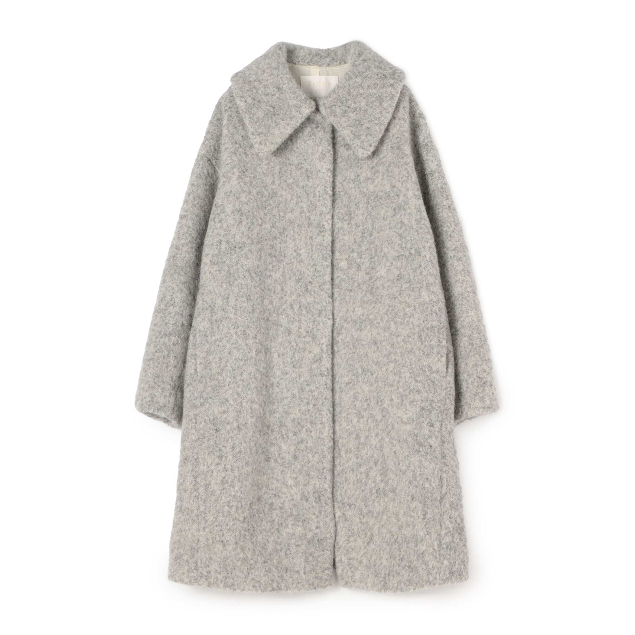 ウールアルパカバルキー ステンカラーコクーンコート