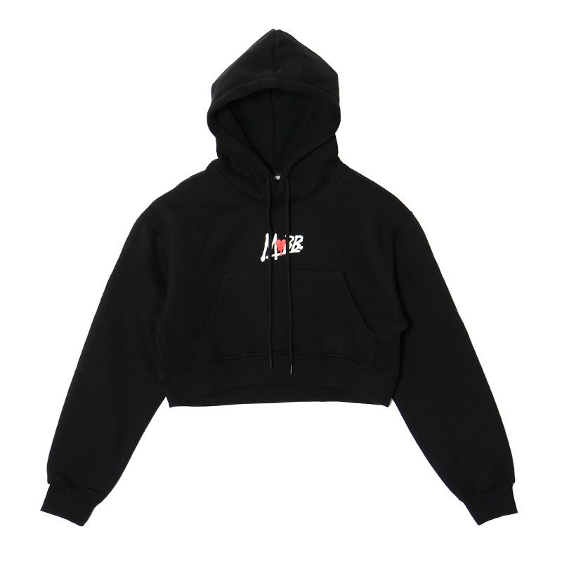 HEART DRIP CROPPED HOODIE -BLACK- (LADIES) | WALKIN STORE WEB SHOP