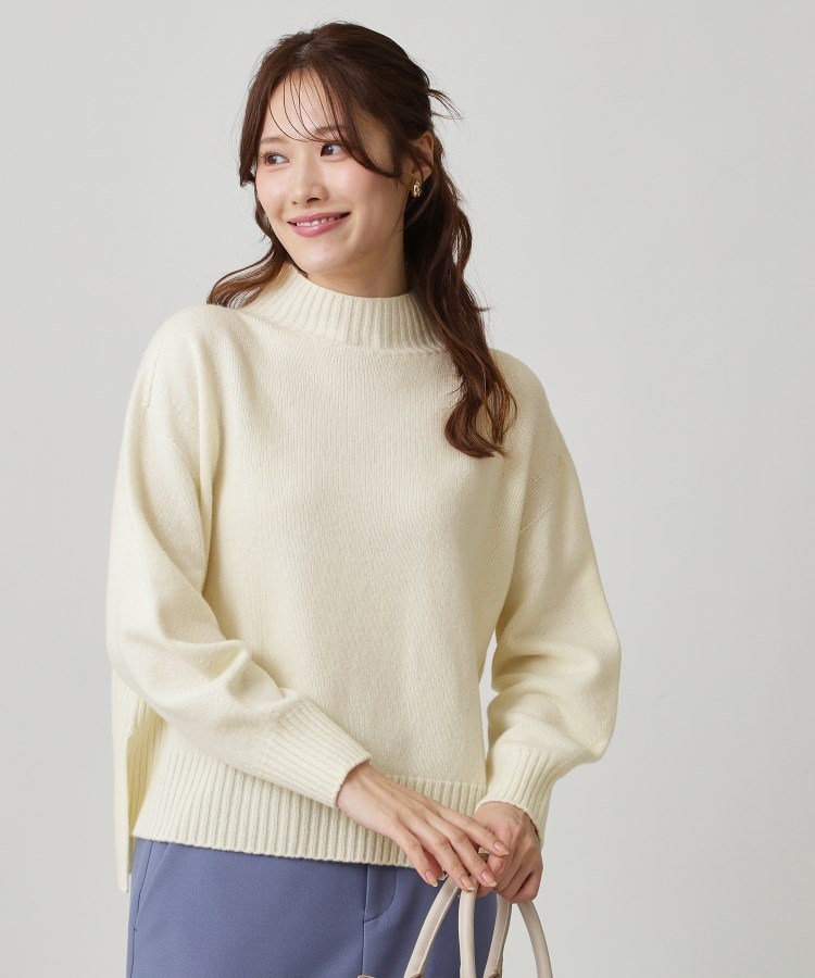 手洗い可／日本製／カシミヤ混】ミドルゲージのハイネックニット