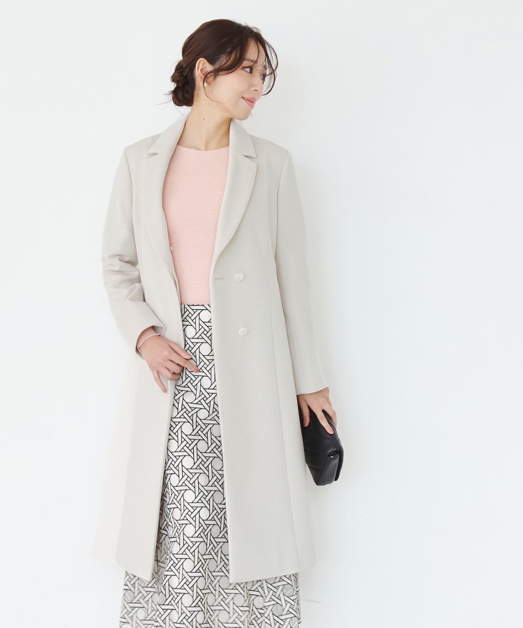 日本製／フォックスファー／カシミヤ混】ファー付ウールコート