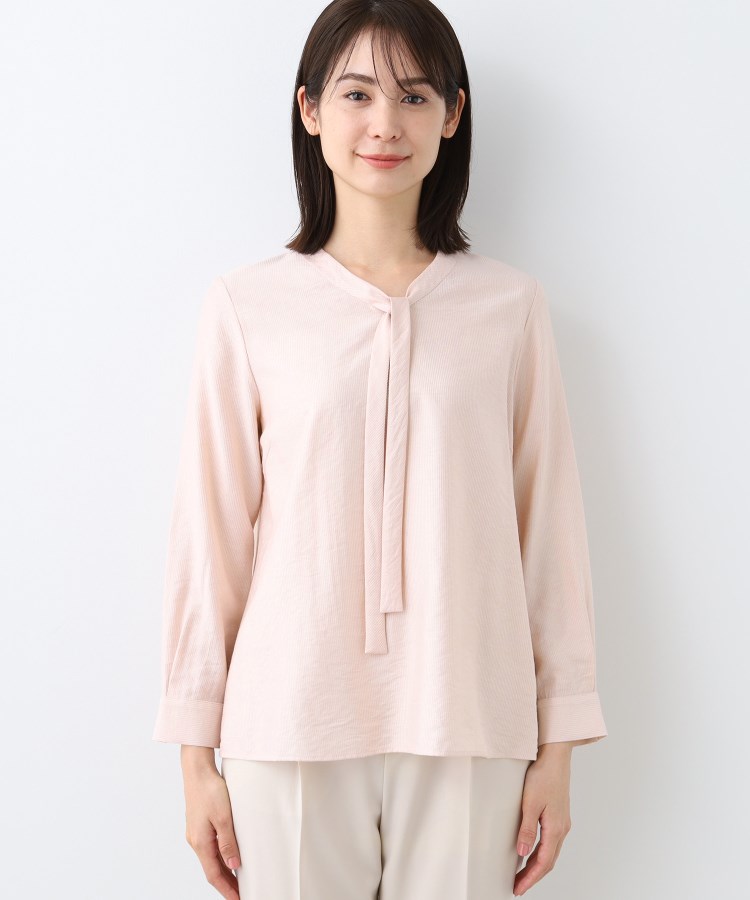 洗える】ストライプドビー ボウタイブラウス（シャツ・ブラウス