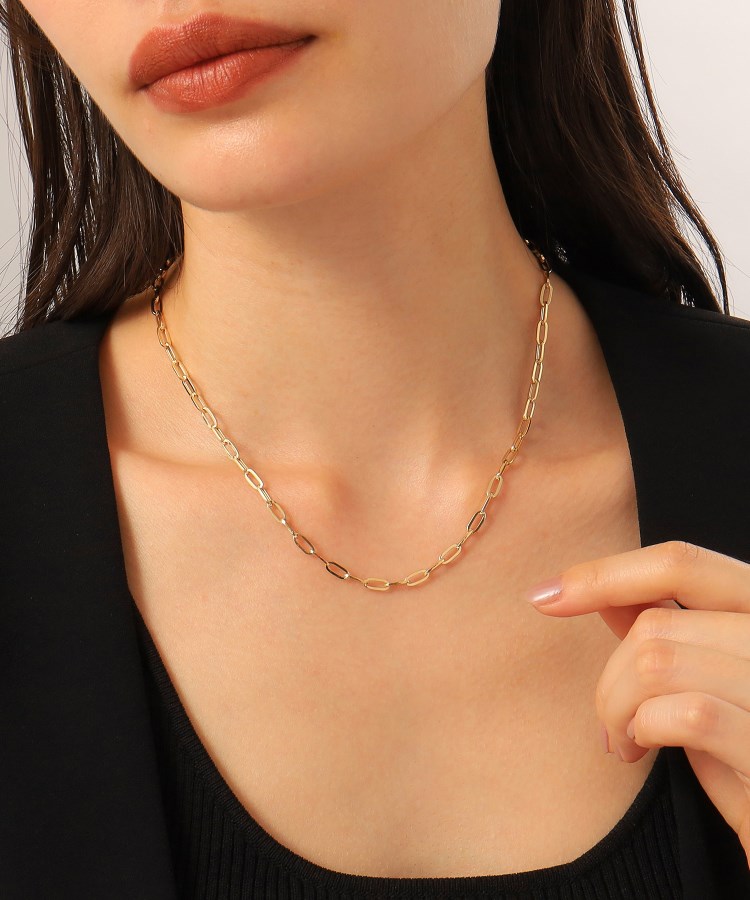 K18中空プリムケーブルチェーンロング ネックレスL（43cm