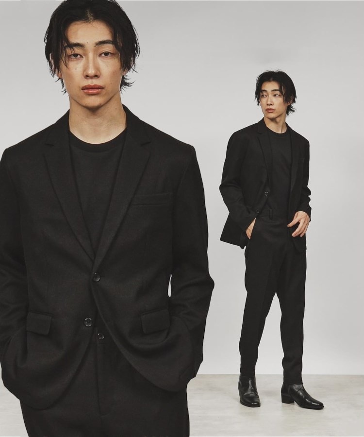 上下2点セット】エステルサージセットアップ／ビジネス対応可（スーツ