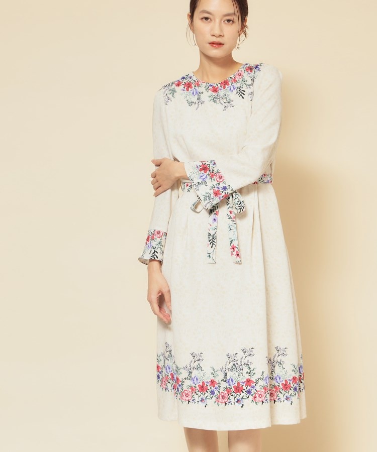 co creation and yours／SS～L】レースプリント柄ワンピース（ミドル