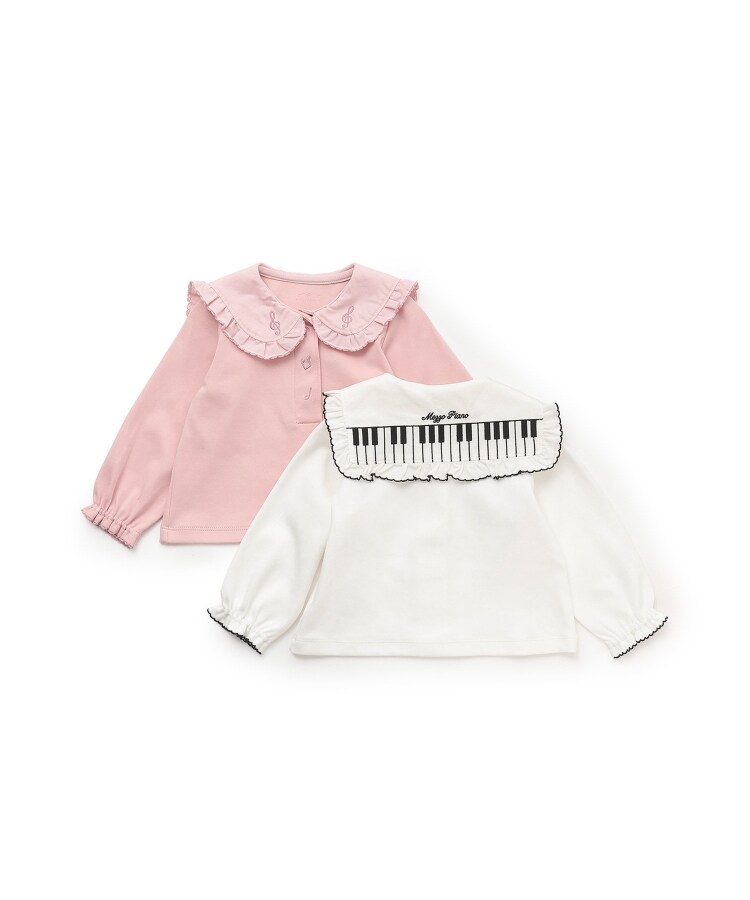 ピアノ刺しゅう衿 長袖Tシャツ（Tシャツ） | mezzo piano（メゾピアノ