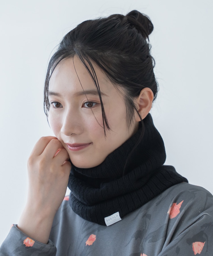 SUKALA HOME】シルク混ネックウォーマー(Fサイズ ブラック・ピンク