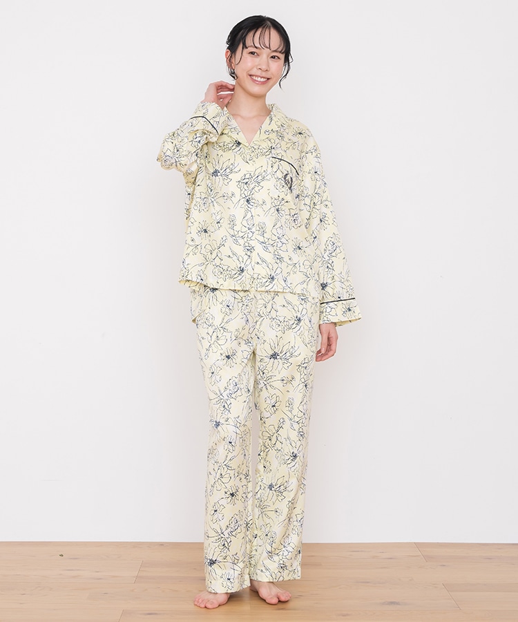 SUKALA HOME】フラワーパジャマトップス(Lサイズ フラワーネイビー