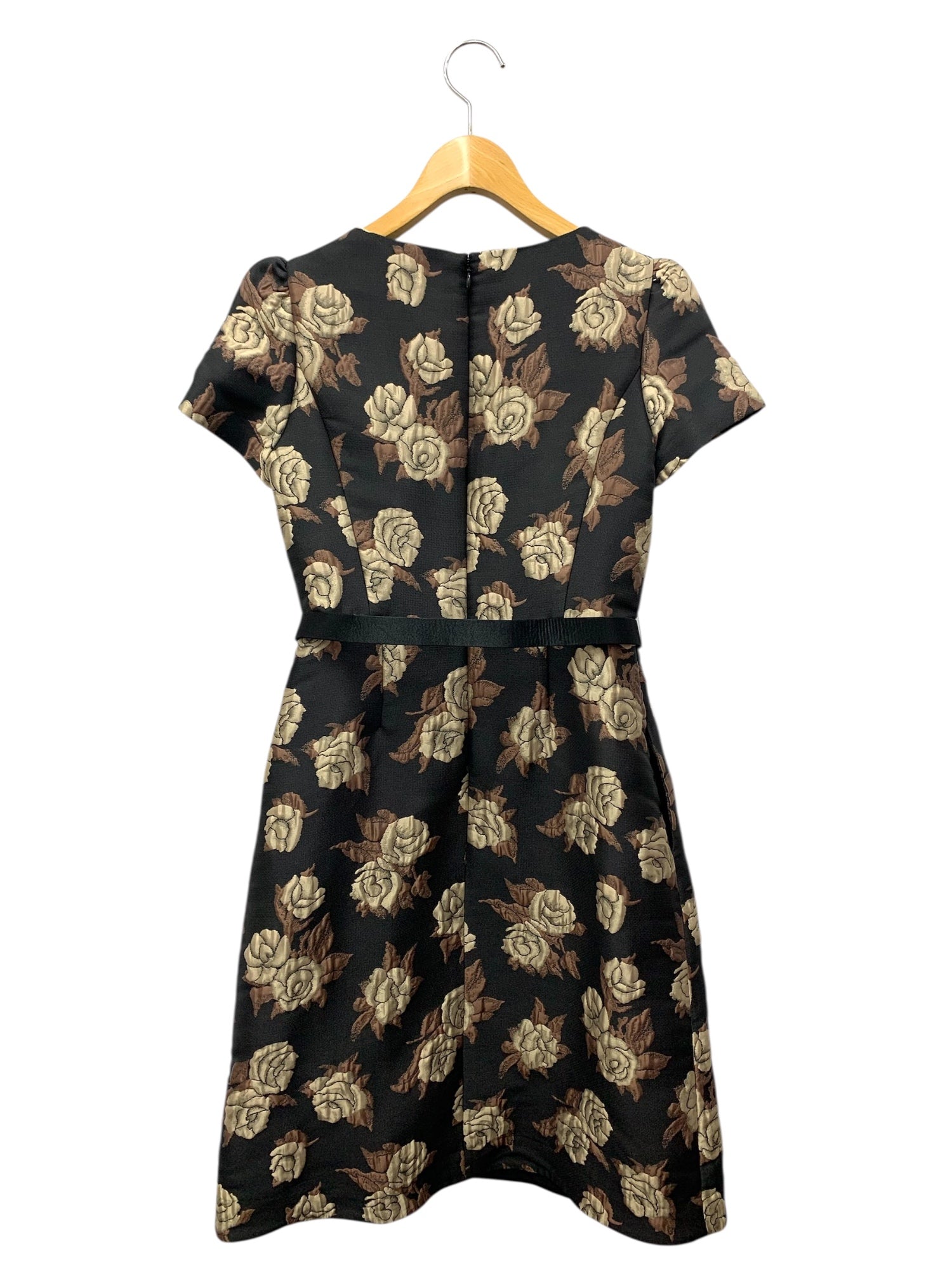エムズグレイシー 721545 ワンピース 36 ブラック ジャガード バラ
