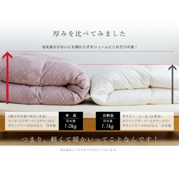 羽毛布団 二層式 ダブル ランディスマザーグース95％ マザーグース