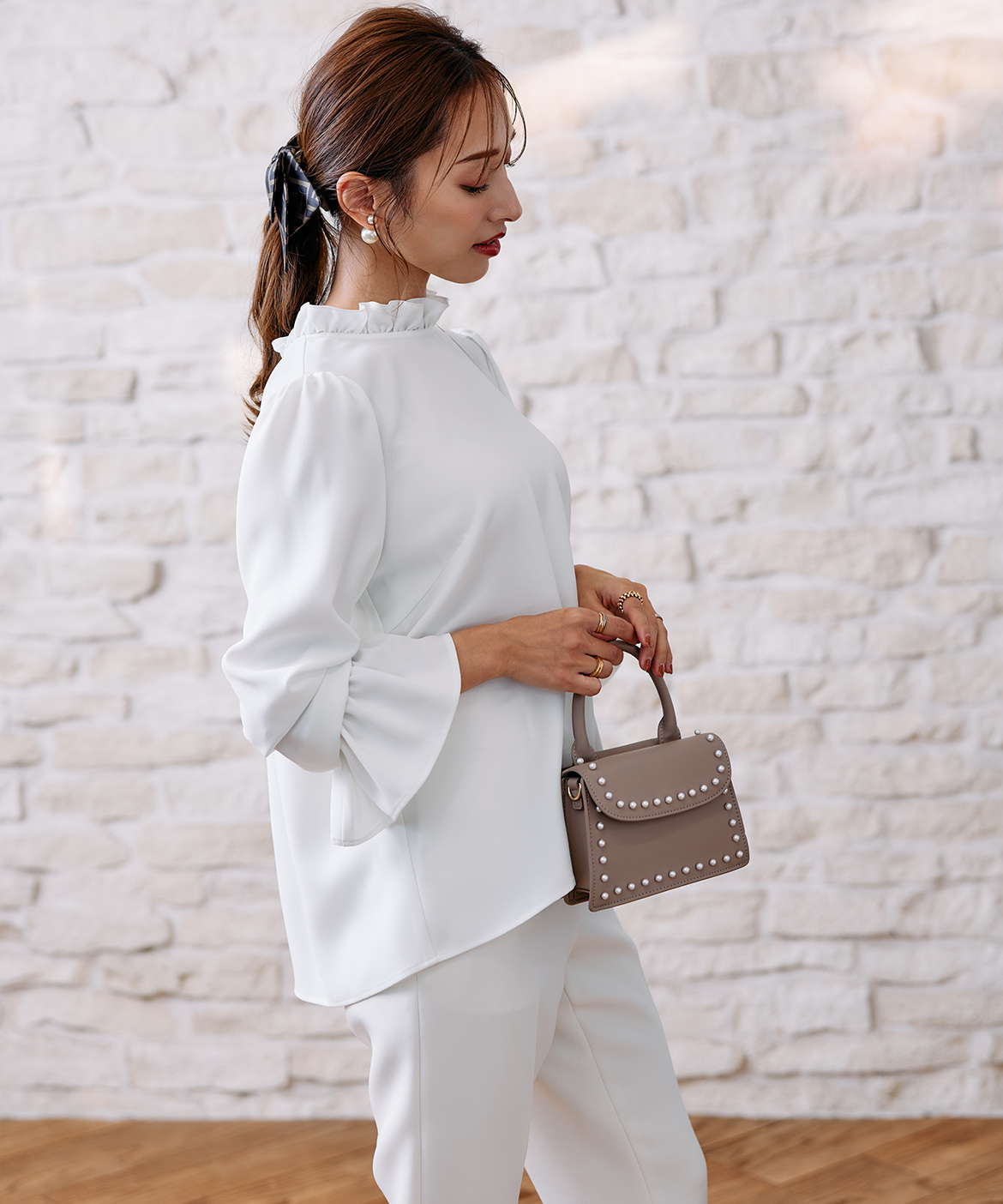 M Maglie le cassetto×吉田理紗》華やかちび衿フリルブラウス｜M