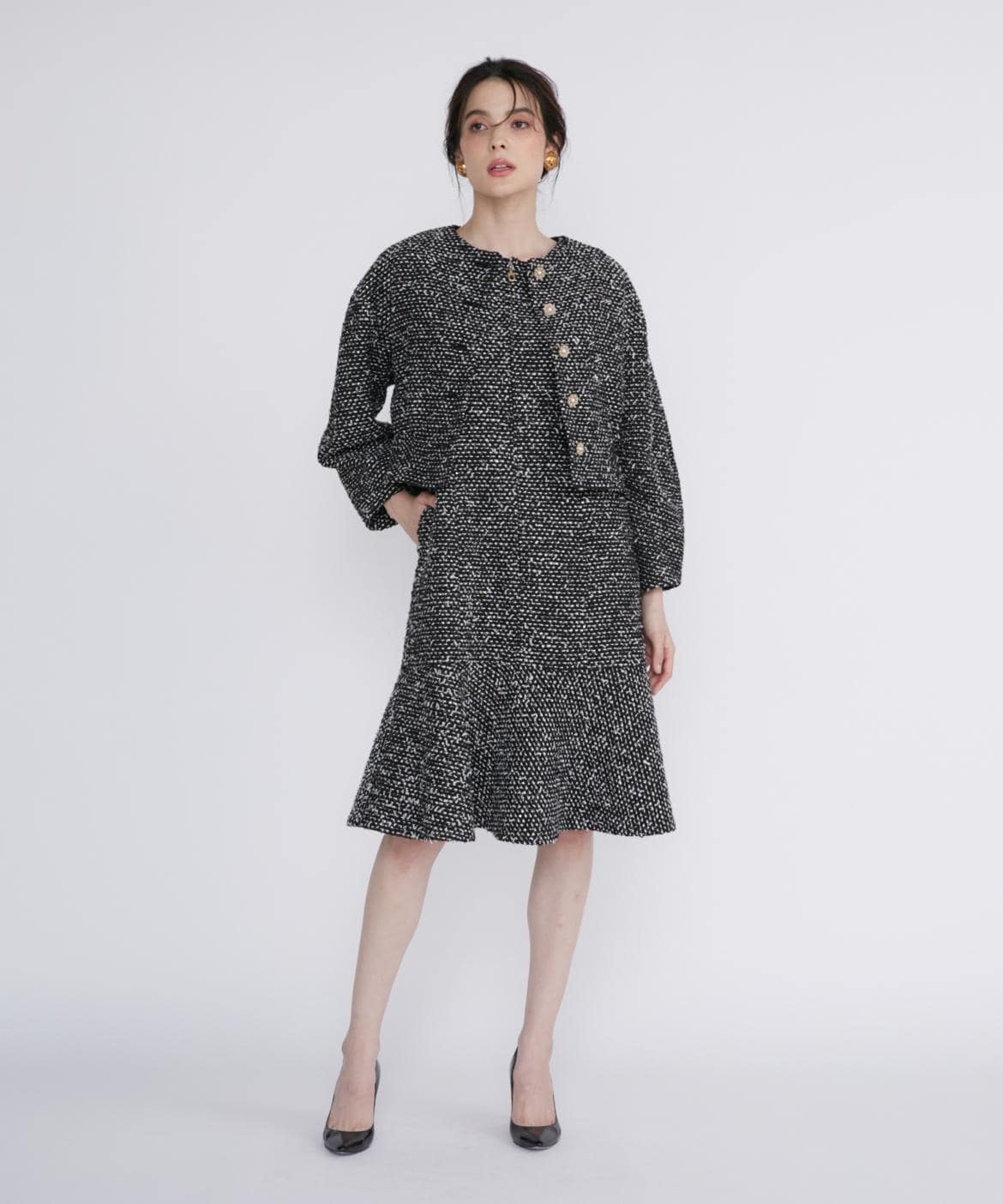 M Maglie le cassetto》スパンコールツイードワンピース｜M Maglie le