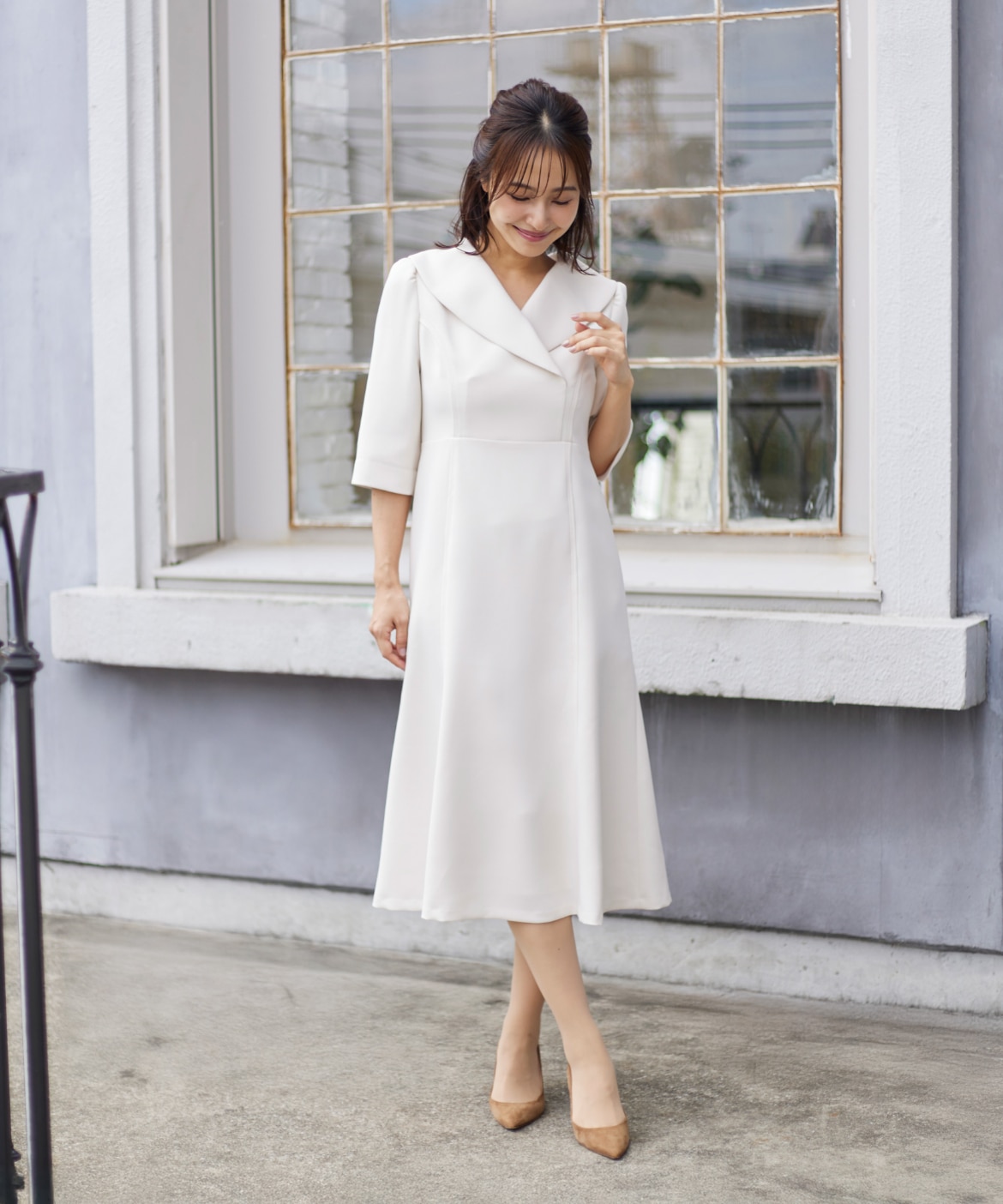 M Maglie le cassetto》ショールカラーワンピース｜M Maglie le