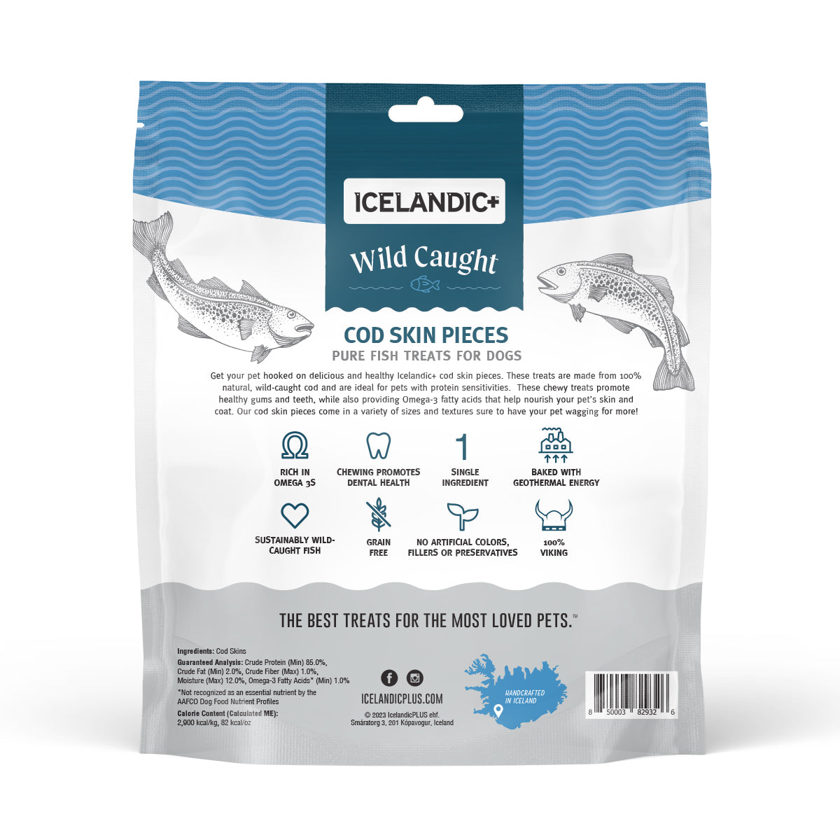 Cod Skin Pieces Treat Bag - Fish Dog Treats - Icelandic+