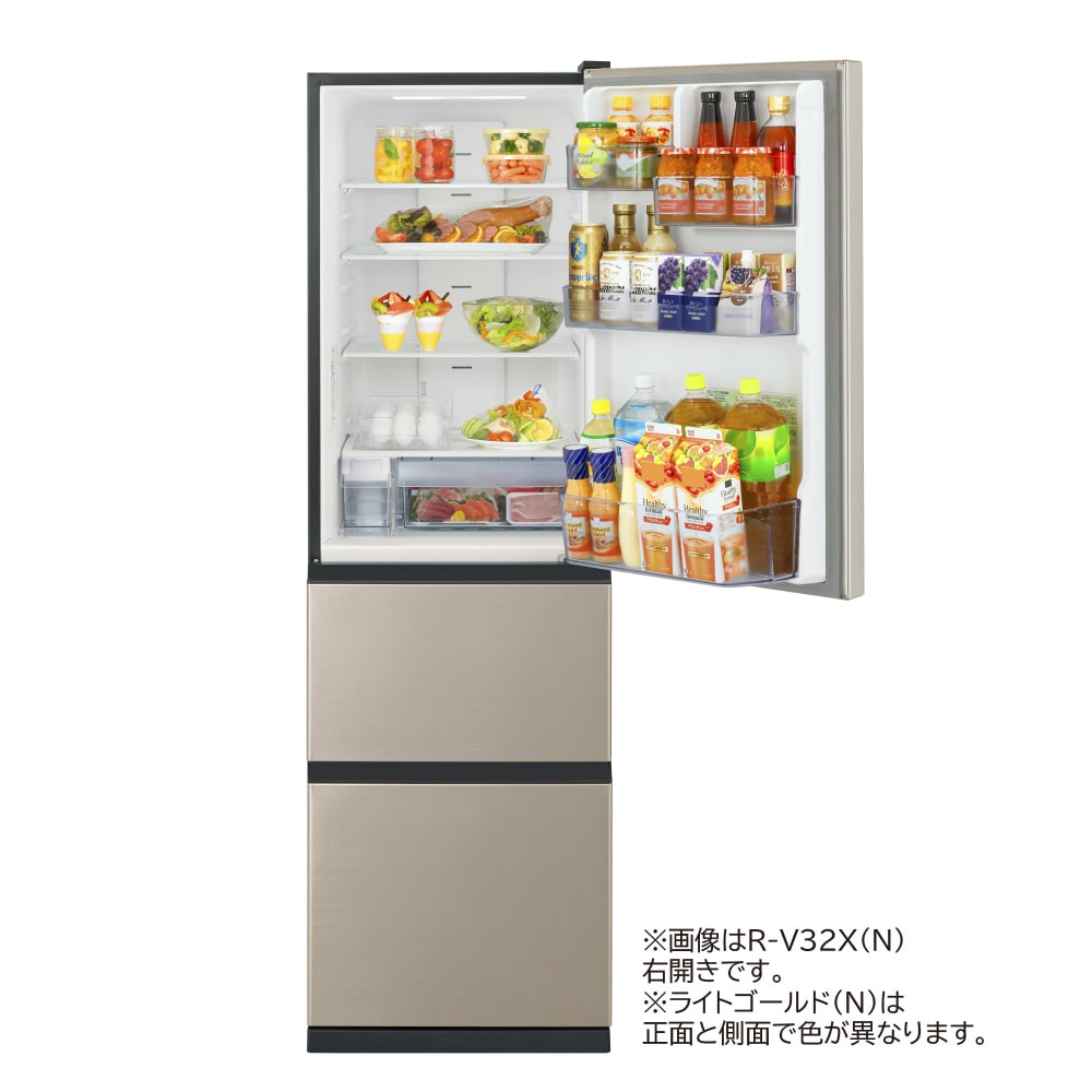 冷蔵庫（315L・右開き）R-V32X N(ライトゴールド): キッチン家電/日立