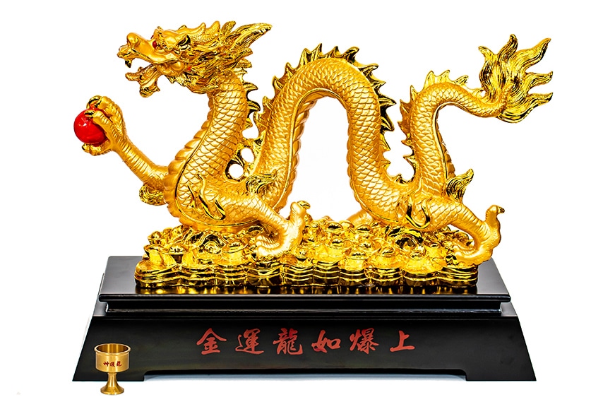 ラグジュアリー｜SHINGO｜SHINGO 龍置物「金運龍如爆上」銅杯付き