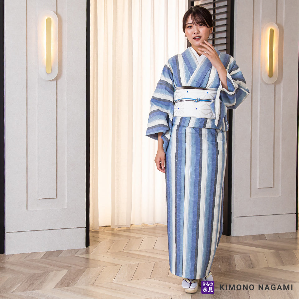 遠州綿紬│お仕立て上がり 遠州木綿 │フリーサイズ 紺藍から白の