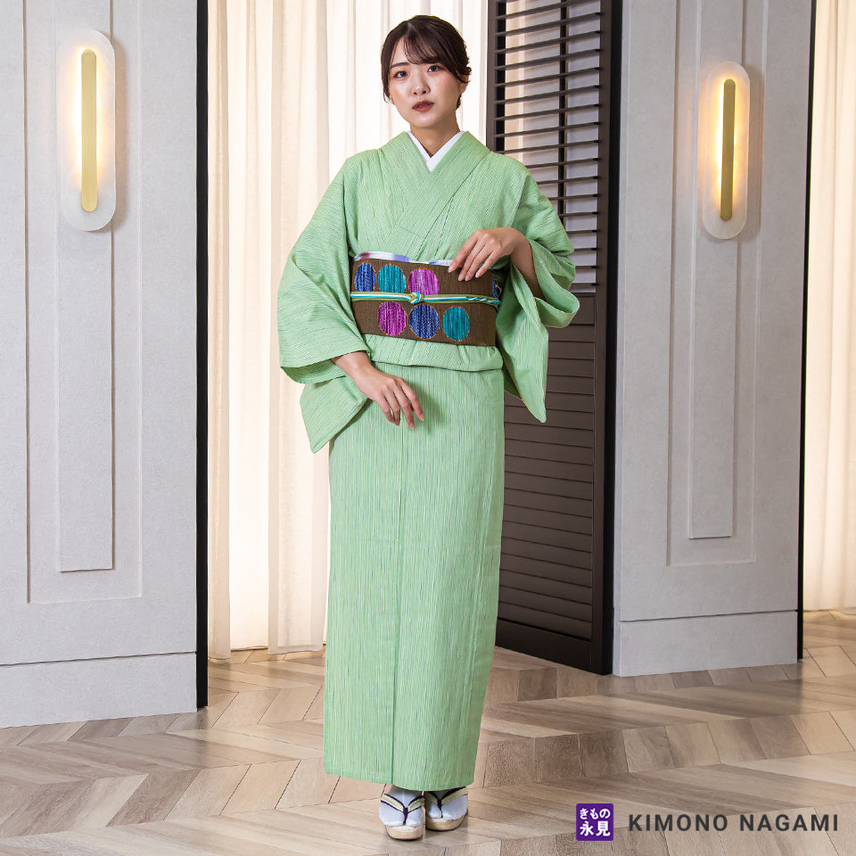 八寸名古屋帯 お仕立て済 西陣 三幸織物 モダンドット柄 – きもの永見