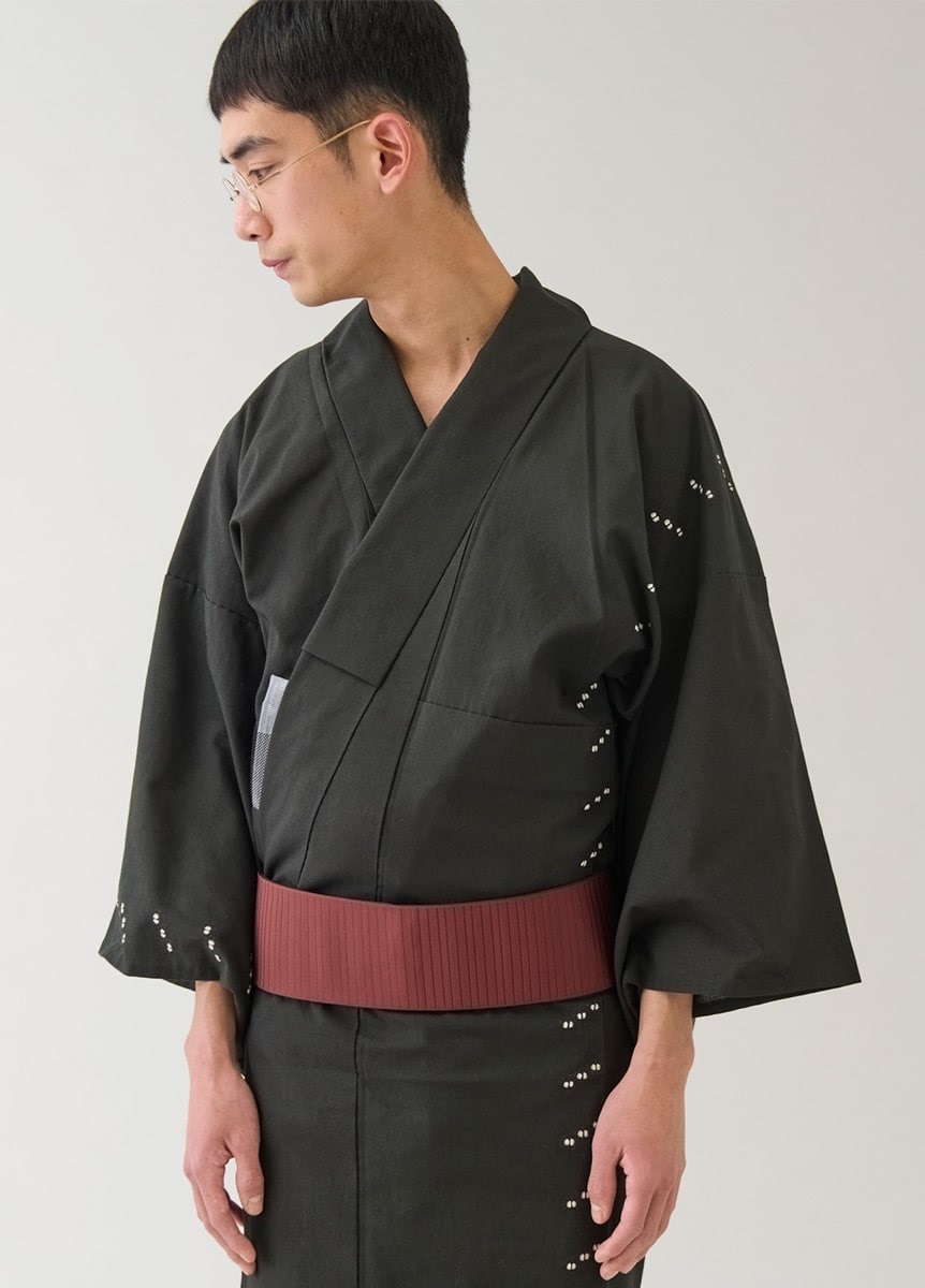 片貝木綿 竹絞り 焦茶 | 男の着物 | やまとオンラインストア