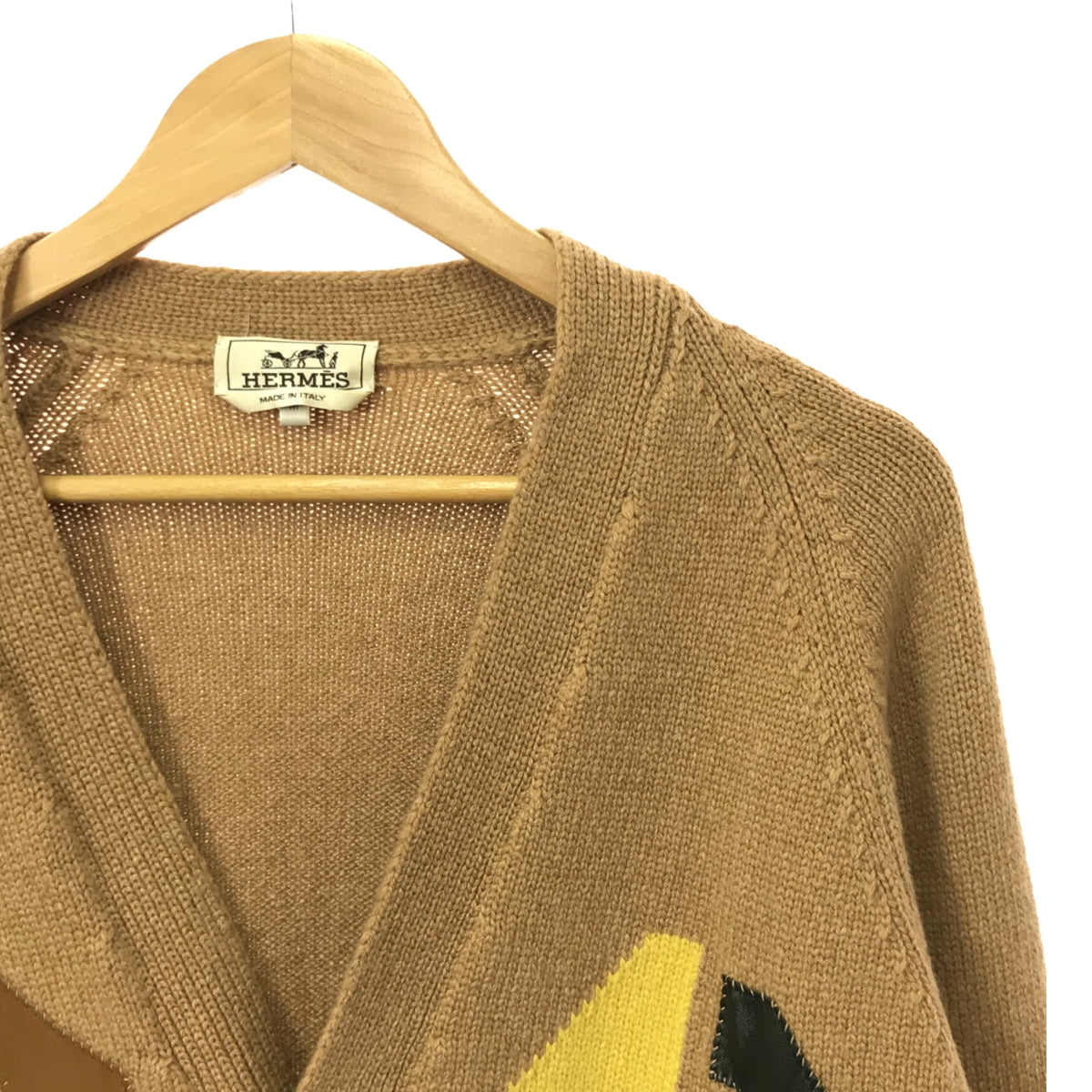 HERMES / エルメス | 2020AW | カシミヤ100％ レザーパッチ ニット