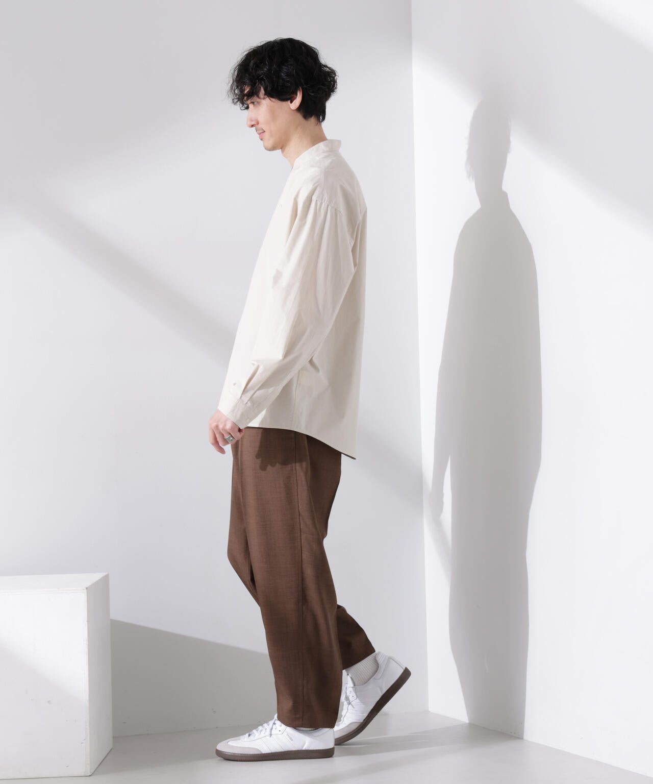 大人のワイドシャツ」バンドカラー 長袖