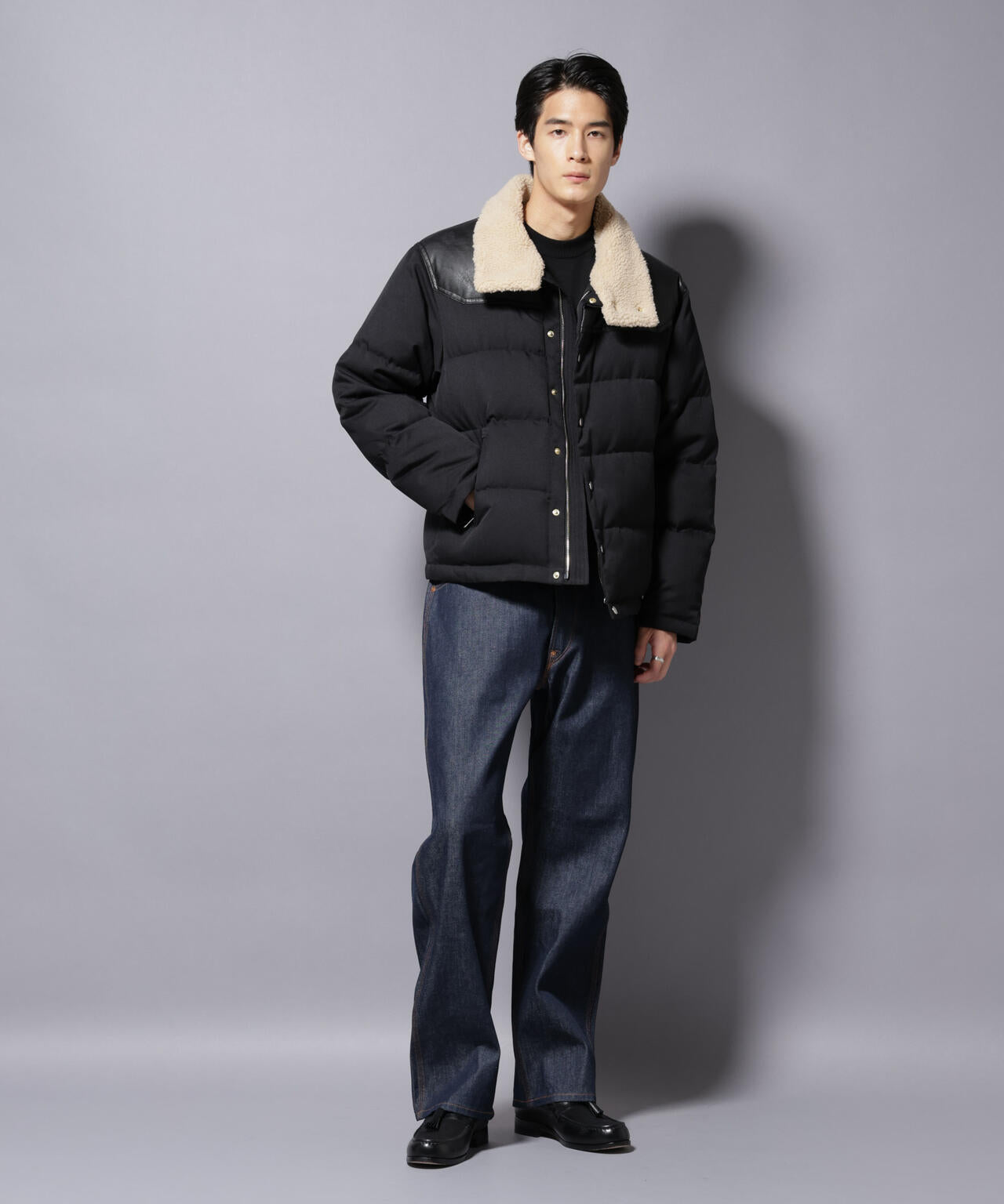 西川ダウン(R)」ボアカラーサージショートダウン