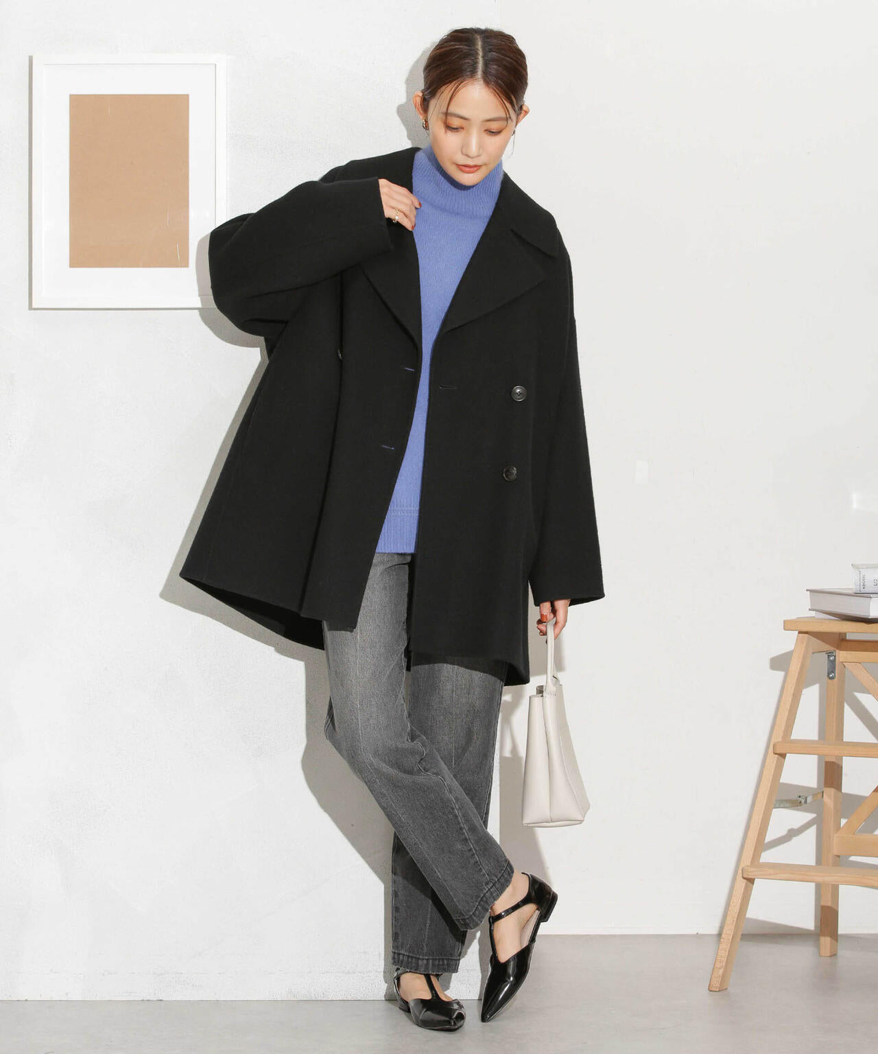 スーパー140ウールリバーミドルコート