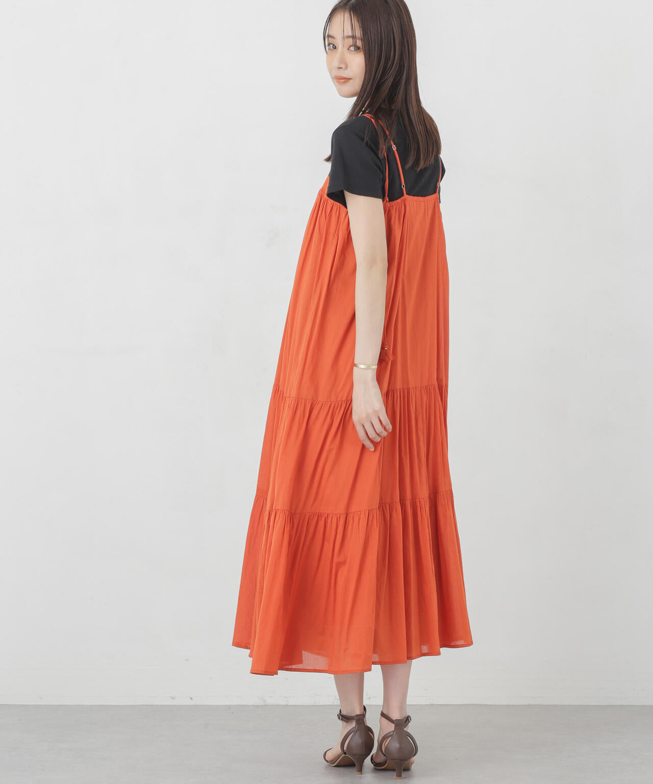 インド ティアード キャミワンピース