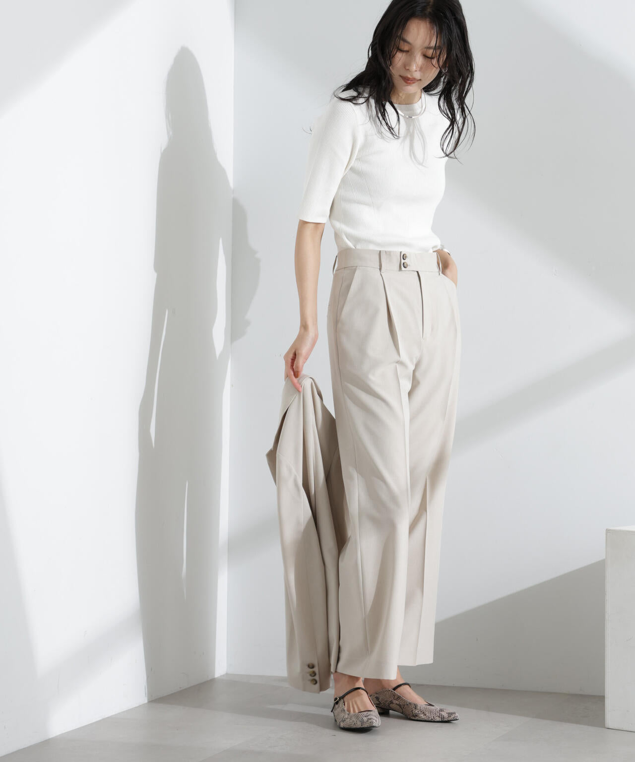 ライトファンクション タック セミワイド パンツ( セットアップ 可)