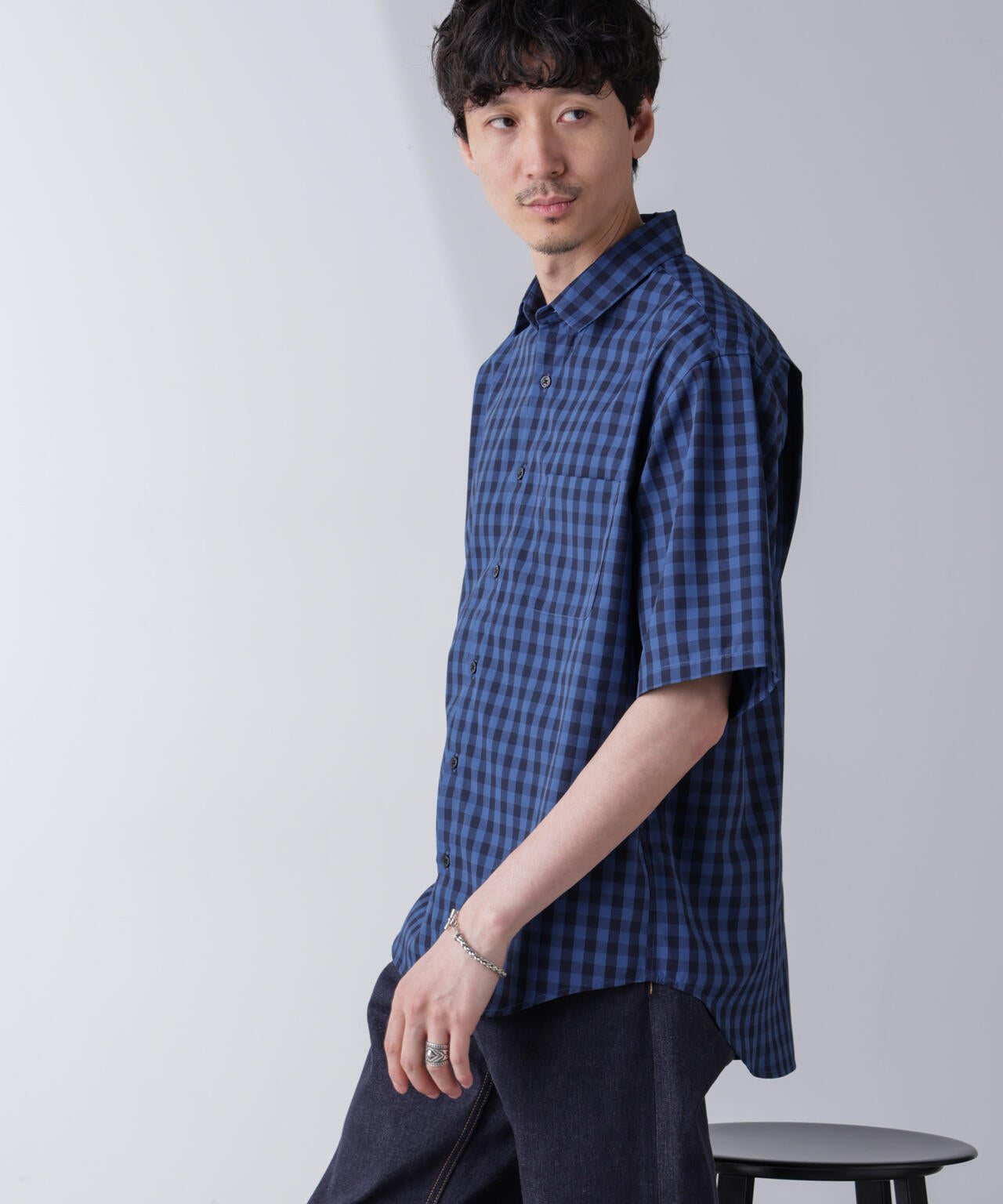 リラックス ギンガム シャツ 半袖