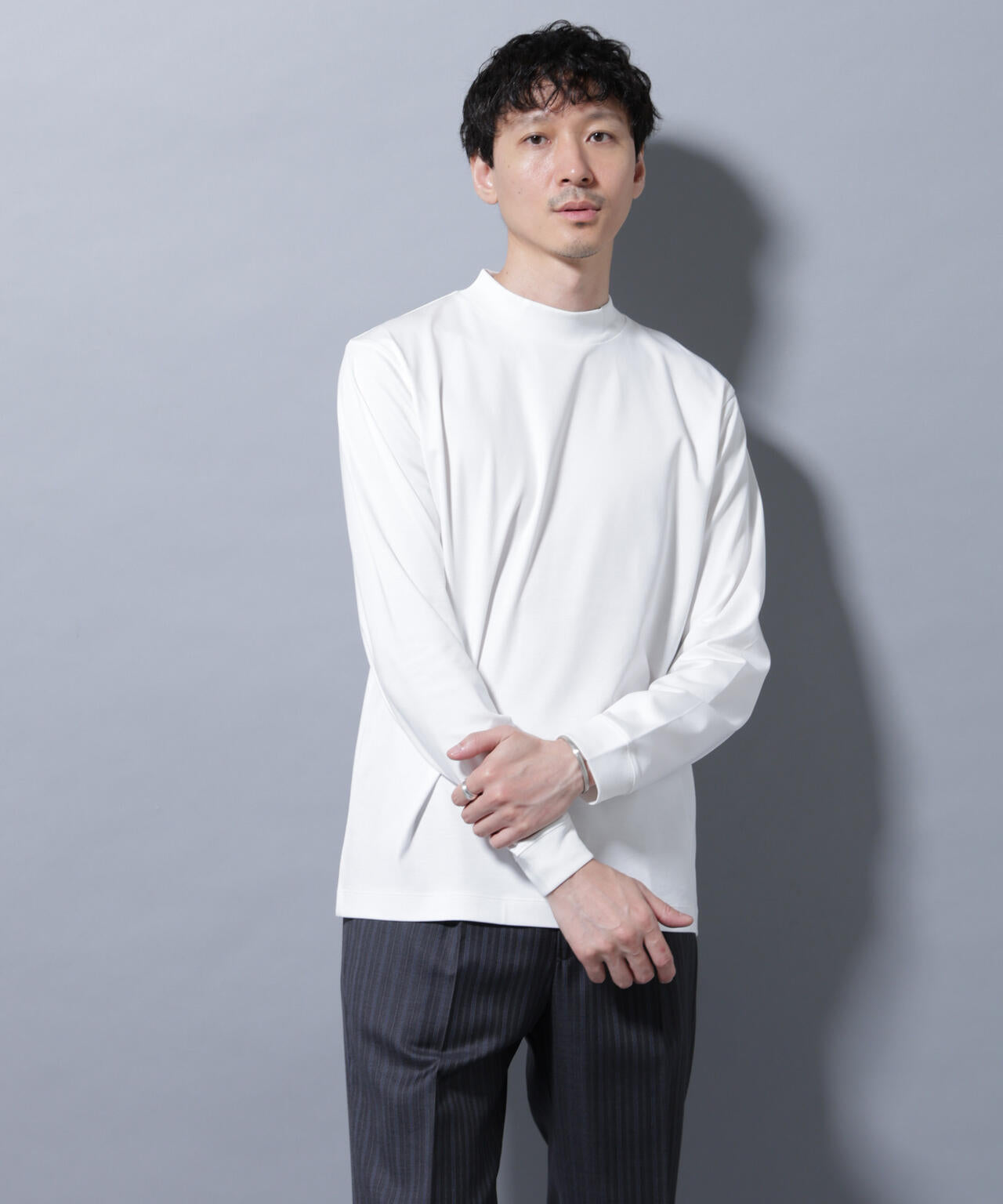 アンチスメル モックネック Tシャツ 長袖