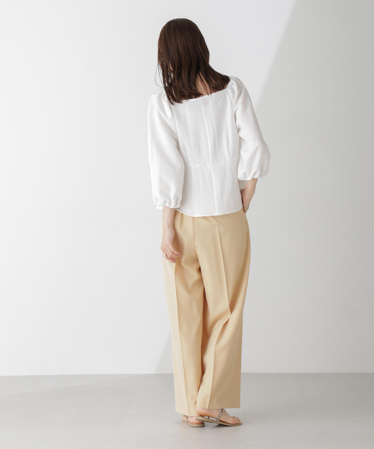 ハイウエスト 2タック ワイドパンツ(セットアップ可)