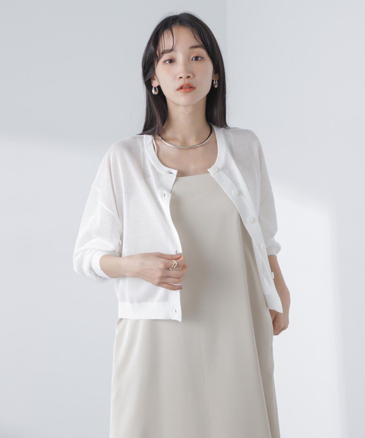 クロップド シアー ニット カーディガン