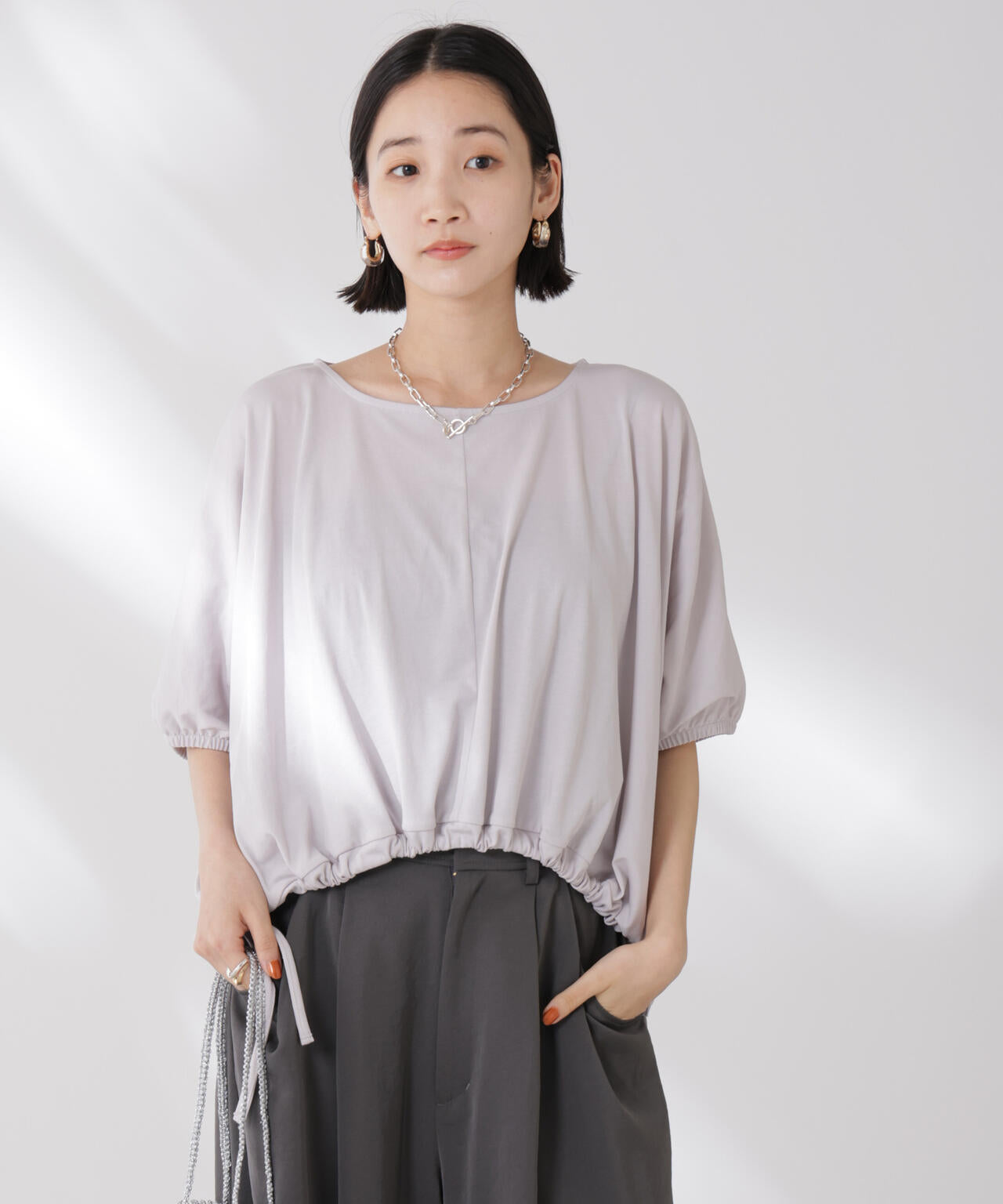 吸水速乾 抗菌 防臭 クロップド ドロスト トップス