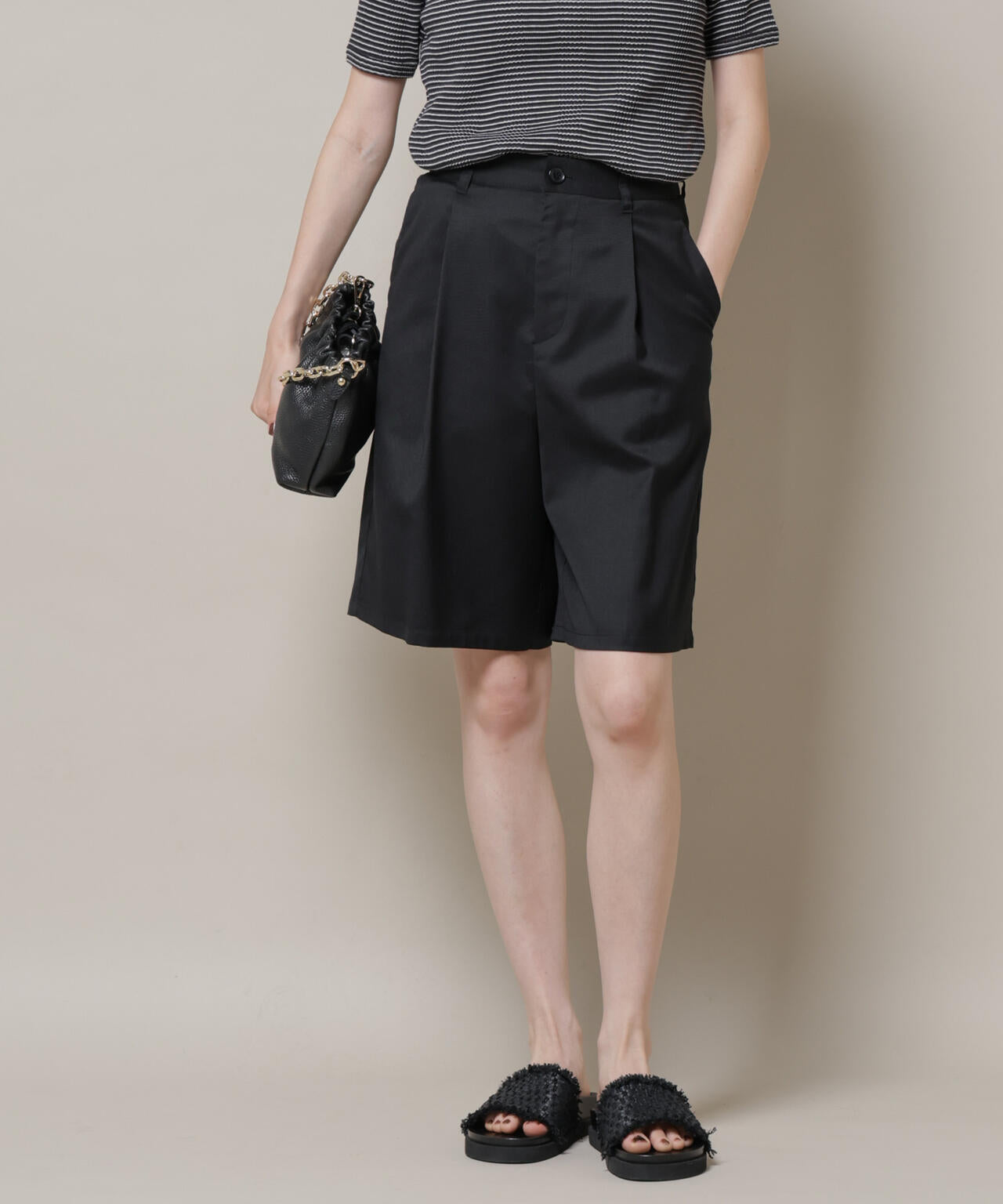 ワンタック ショートパンツ ( セットアップ可 )