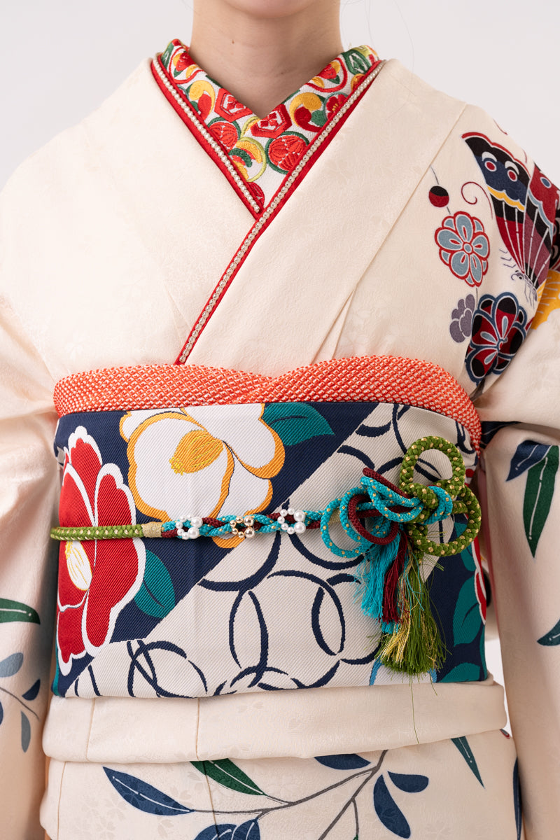 白地 橘・蝶柄 正絹振袖【171】 – SAKURA TOKYO