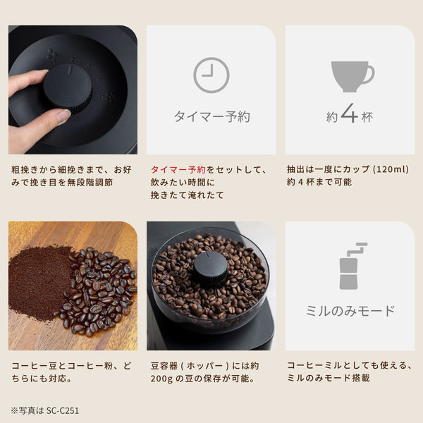 コーン式全自動コーヒーメーカー「カフェばこPRO」 SC-C271 | シロカ
