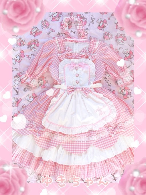 Angelic PrettyのHeart CafeワンピースSet | Sweet Rose
